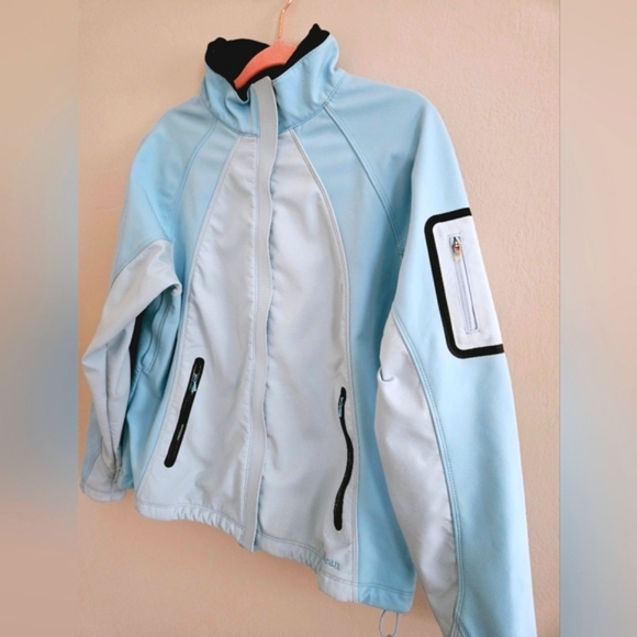 Vintage L.L. Bean Womens Soft Shell OAKMS Full Zip Light Blue Jacket Size Large - Picture 2 of 15